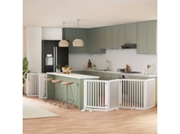 Vidaxl Portão P/ Cães Com Porta Dobrável 10 Painéis 800cm Álamo Branco