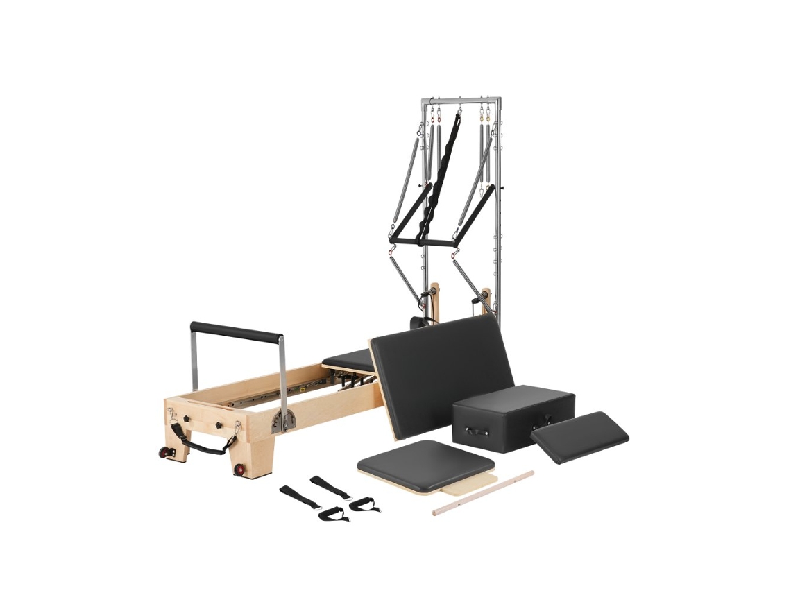 Máquina De Pilates Reformer Em Madeira De Ácer Com Torre E Acessórios Tekmaquinas