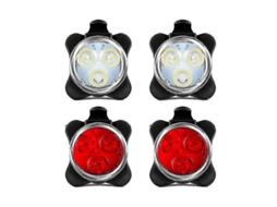Rebe-4 Pack Luz De Bicicleta Dianteira E Traseira Led Recarregável Usb, Resistente À Água, Material Pc, Instalação Fácil