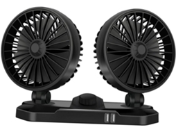 Ventilador Elétrico Ou Veicular Hemobllo Com Duas Cabeças, Usb, Leve, Em Abs, Com Rotação Automática De 360 Graus, Ideal