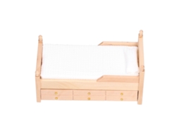 Cama em miniatura BJ para casa de bonecas 1:12, em carvalho, acessórios de mobiliário em miniatura, decoração em madeira de nogueira.