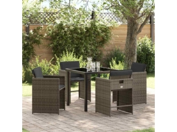 Vidaxl Conjunto de Jantar para Jardim 5 Pcs Cinzeto Vime Pe
