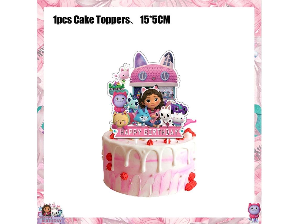 Decoração Para Festa De Aniversário Da Gabby Dollhouse, Gatinho Rosa Gabby, Copo De Papel, Prato, Guardanapos, Balão, Cenário, Chá De Bebê, Acessórios