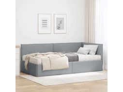 Vidaxl Estrutura De Cama De Canto Com Colchão 2 Unid. Cinzento-claro