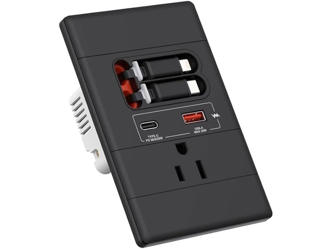 Suporte De Parede Usb-c Com Cabo Usb-c/usb-a Retrátil, Para