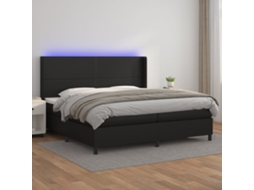 Vidaxl Cama Box Spring C/ Colchão/led 200x200cm Couro Artificial Preto
