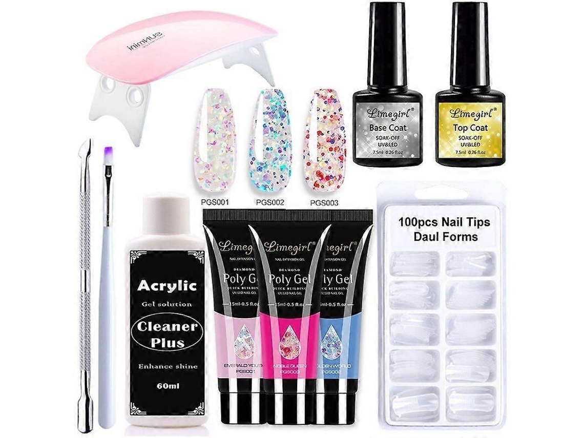 Kit de Unhas Gel Poly com Lâmpada Uv 6w, Rápido Ferramentas para Manicure GOKOCO