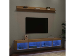 Vidaxl 5pcs Móveis Parede P/ Tv C/ Leds Deriv. Madeira Carvalho Sonoma