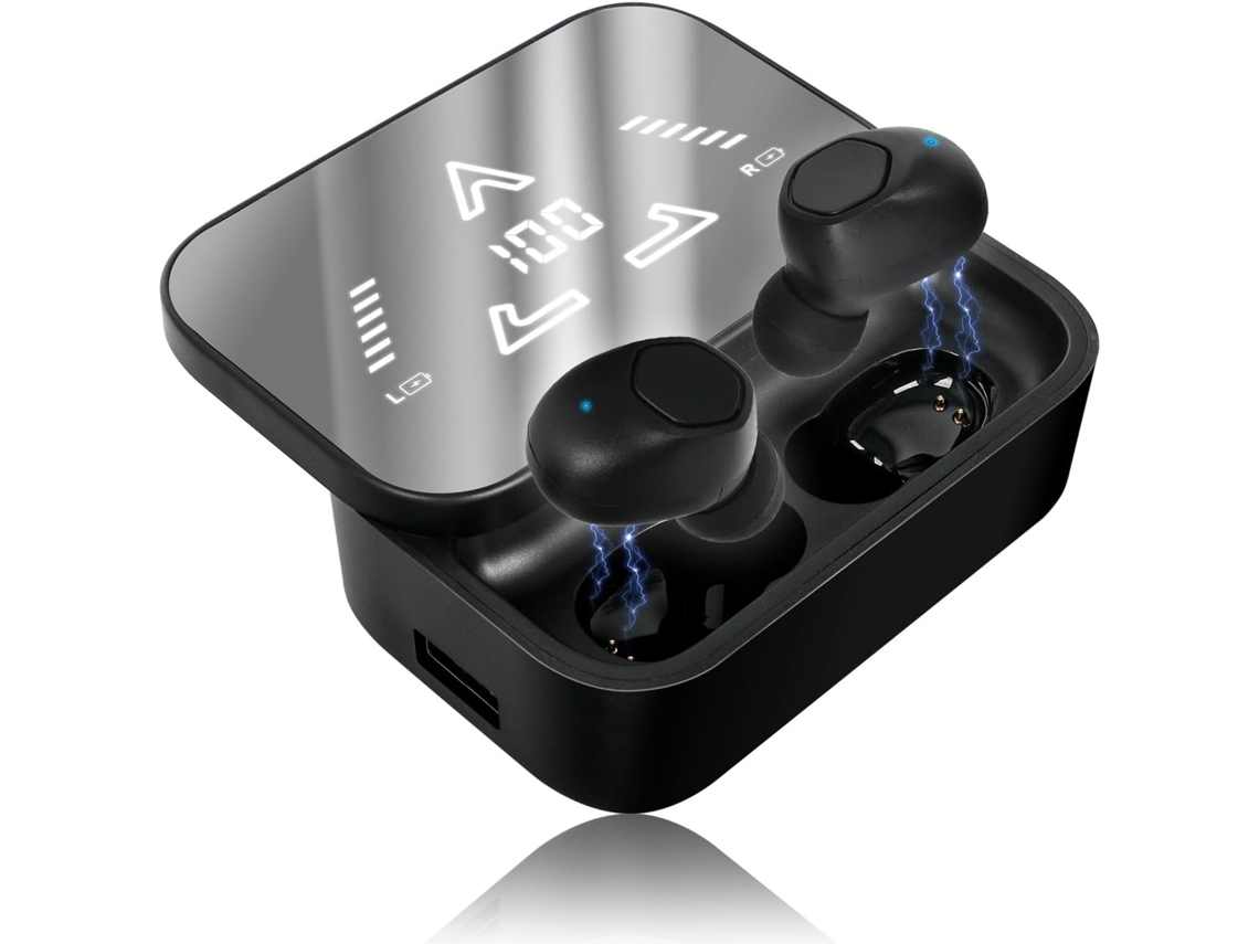 Auscultadores Bluetooth 5.3 Sem Fios Ecrã Led Microfone 40h Reprodução IPX5 Esportes JIAPEI
