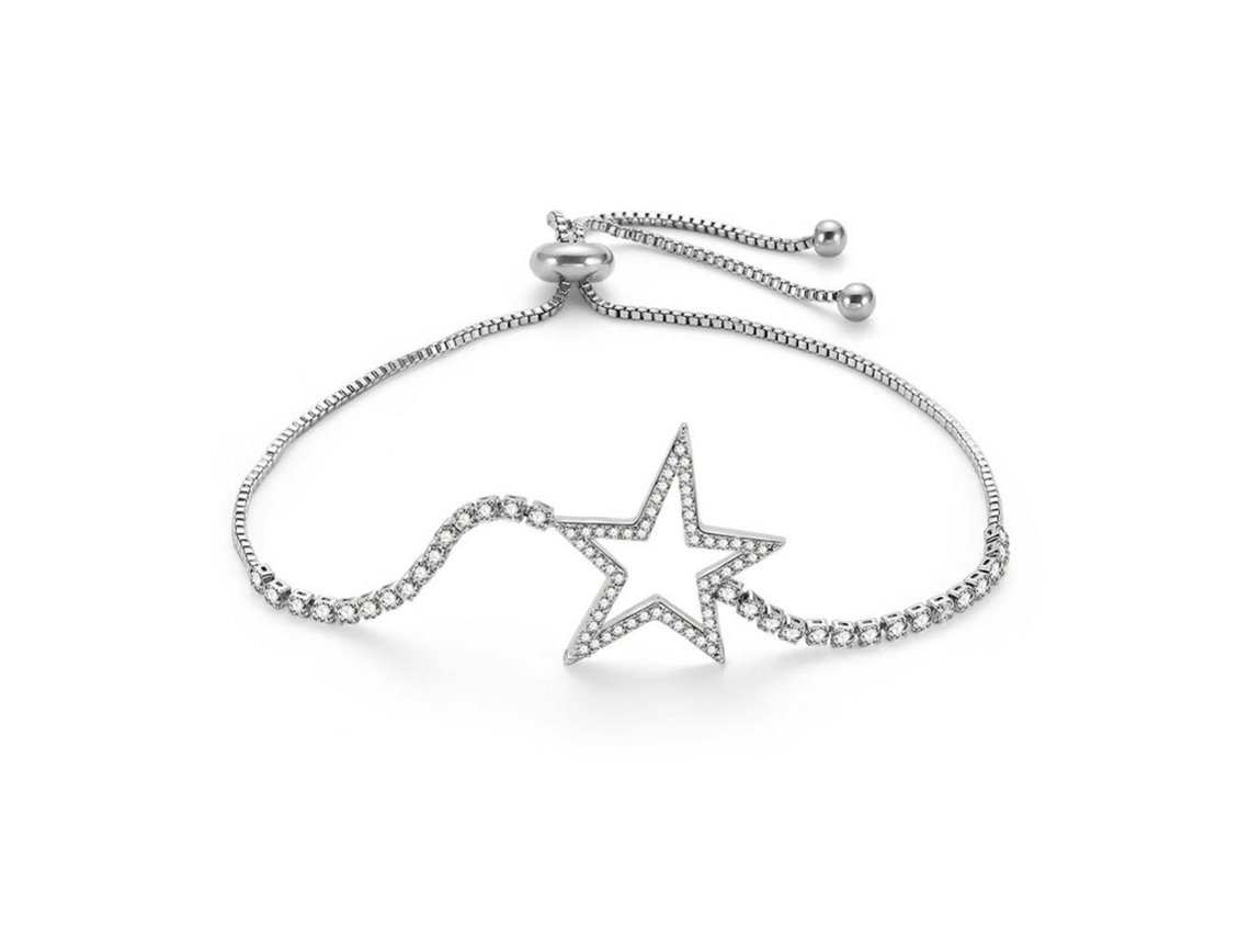 Pulseira Ajustável Com Zircões Estrela Elegante Presente Ideal