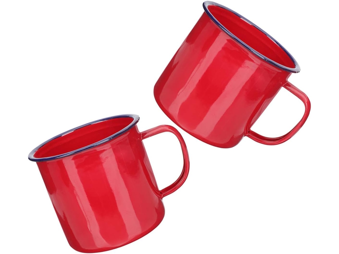 Vicasky Conjunto De 2 Canecas De Esmalte Rústico, 350ml Cada, Caneca De Esmalte Antigo, 8cm