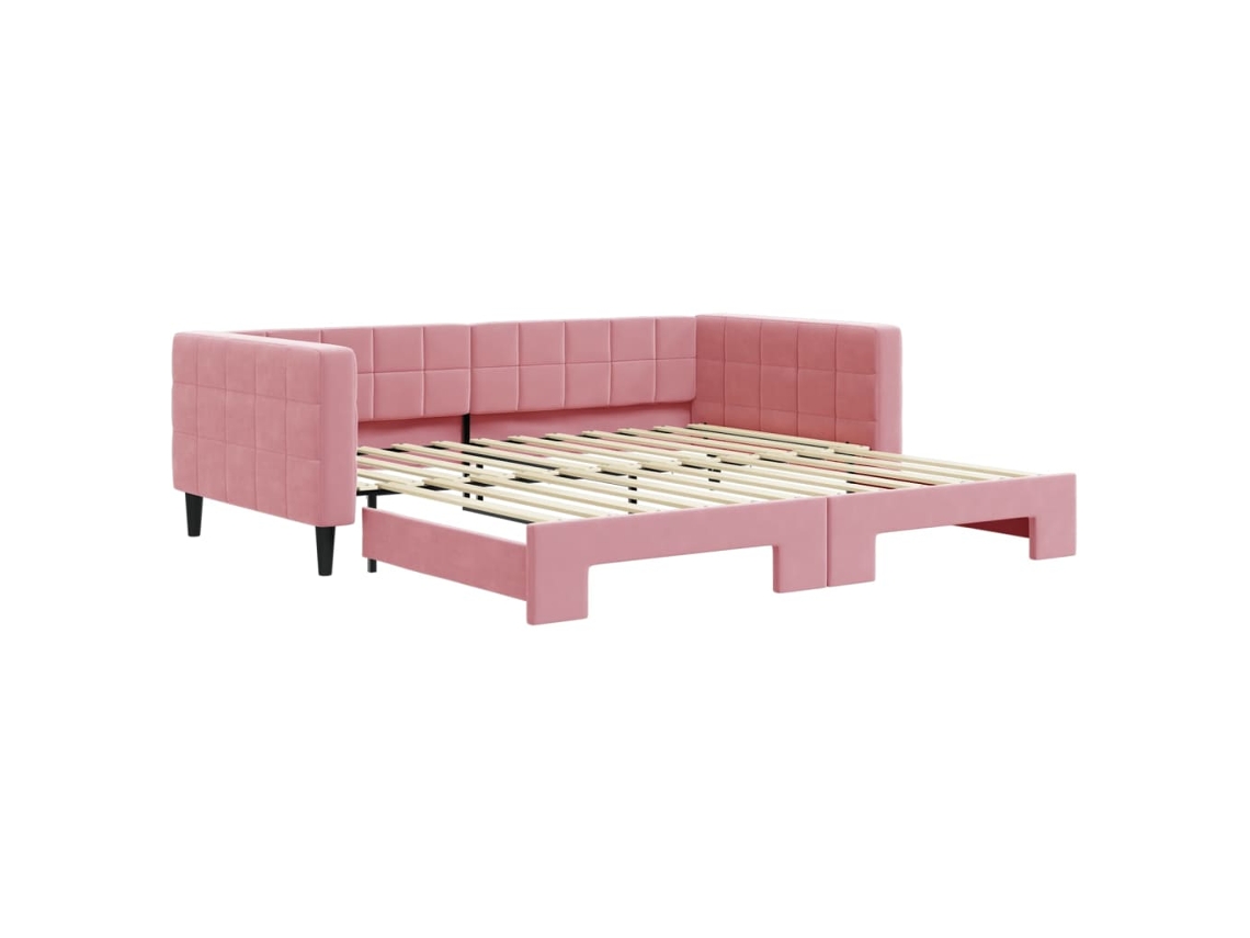 Sofá-cama Com Gavetão Vidaxl Cor-de-rosa Veludo (223 X 110 X 68 Cm)