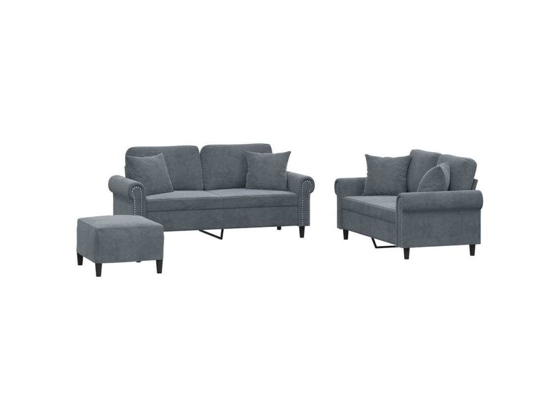 Sofa Set, Sofa Sets Vidaxl Cinzeto Veludo (n/a)