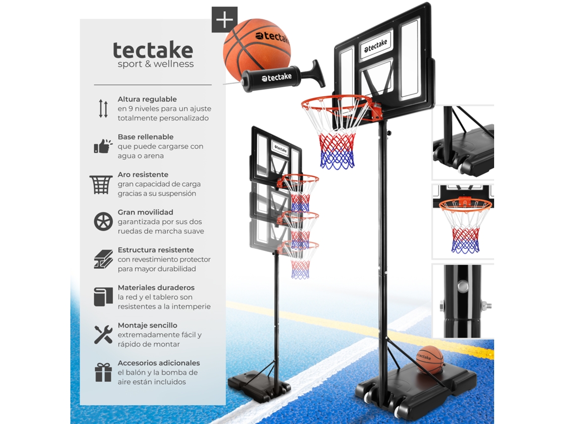 Tectake Tabela Com Cesto De Basquete, Preto