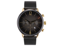 Reloj De Cuarzo De Aleación Con Correa De Red Moda Para Hombre Dial Redondo Negro