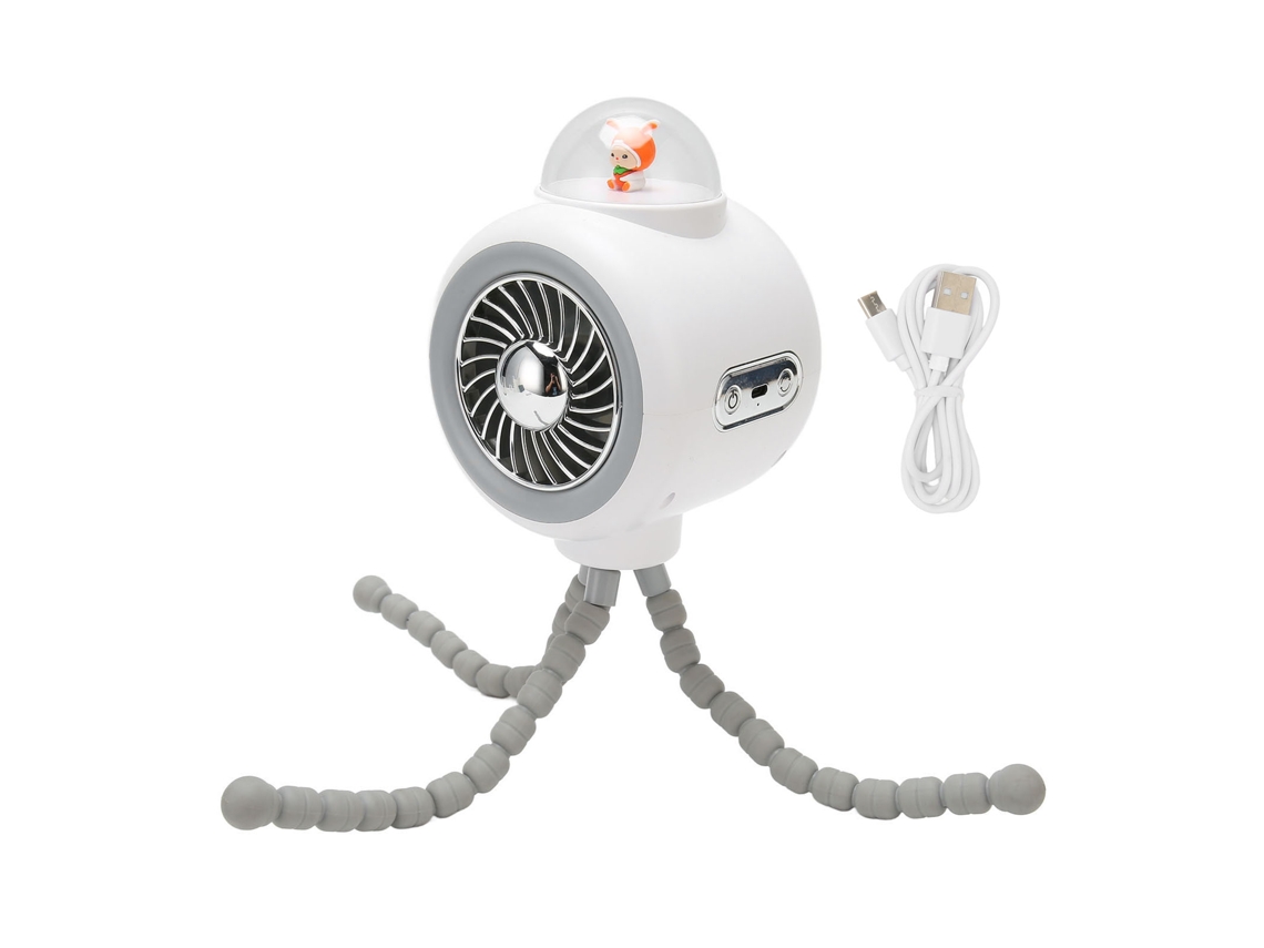 Ventilador portátil recarregável para carrinho de bebê com tripé flexível, 4 modos e rotação de 120°.