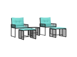 Maison Exclusive - Conjunto De Móveis Para Exterior 5 Unid. Preto E Turquesa