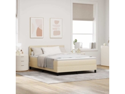 Vidaxl Cama Box Com Fitas Led Com Cabeceira Creme 140 X 190 Cm Tecido
