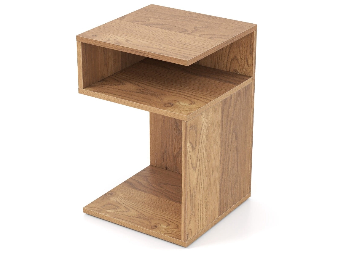 Mesa lateral em formato de S com 2 prateleiras abertas NORTHIX