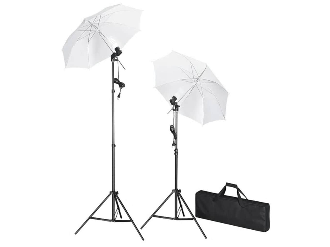Kit De Iluminação Para Estúdio Com Tripés E Sombrinhas