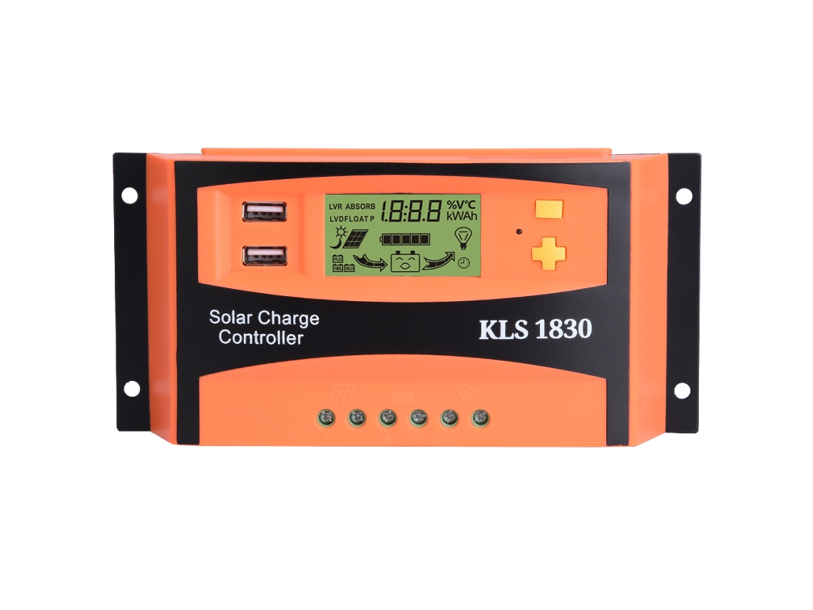 Controlador de Carga Solar Pwm Dual Usb 12v 24v 30a com Display Lcd Laranja S/MARCA