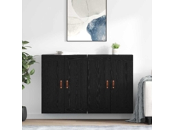 Vidaxl Estante De Parede 2 Unid. Carvalho Preto 69,5 X 34 X 90 Cm