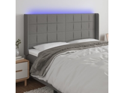 Cabeceira De Cama C/ Led Tecido 183x16x118/128 Cm Cinza Escuro Lovely Home