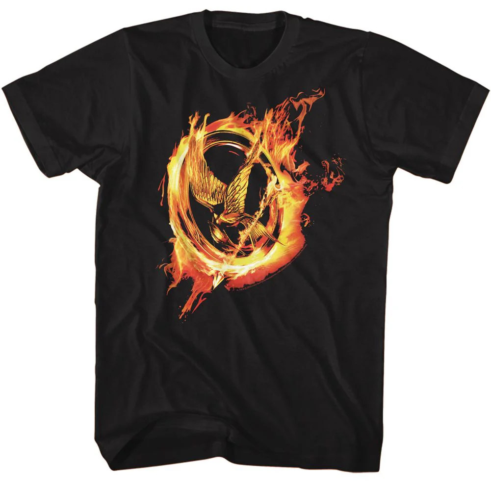 Unisex Adult T-shirt Rockinstone Hunger Games Movie Pin Black Sizes