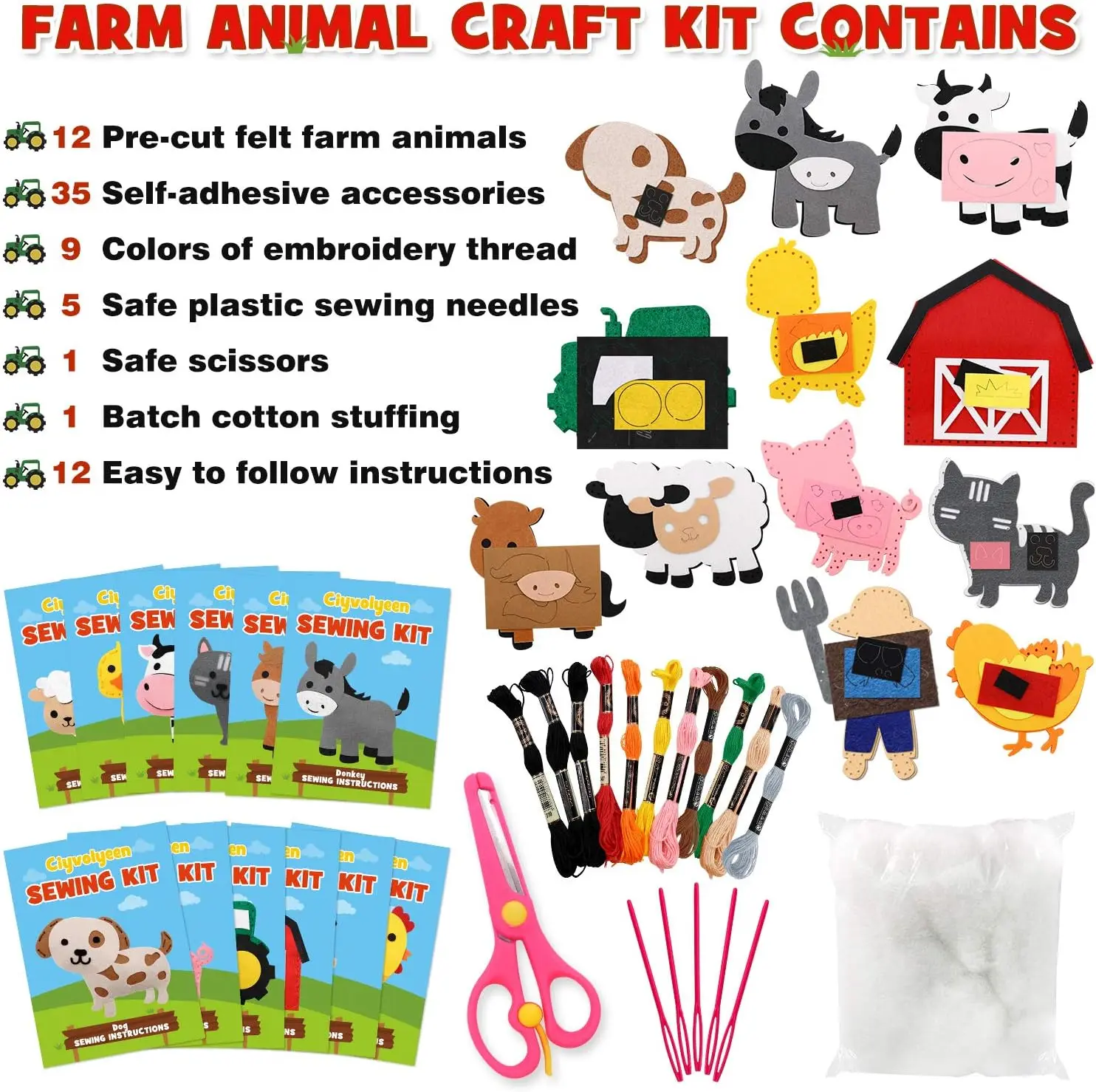 Conjunto De Costura (12 Peças), Ideal Para Meninos E Meninas, Brinquedo Educativo Para Crianças.