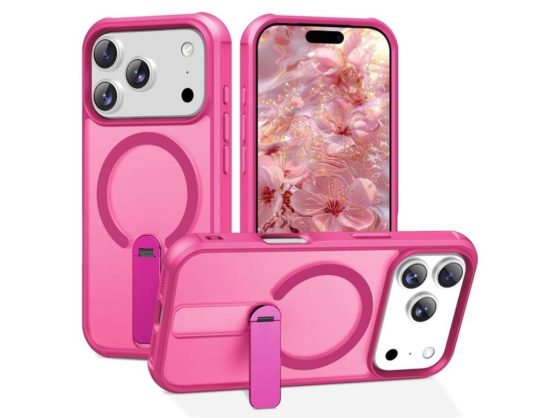 Capa Para Iphone 17 Pro Max Com Suporte Magsafe - Rosa
