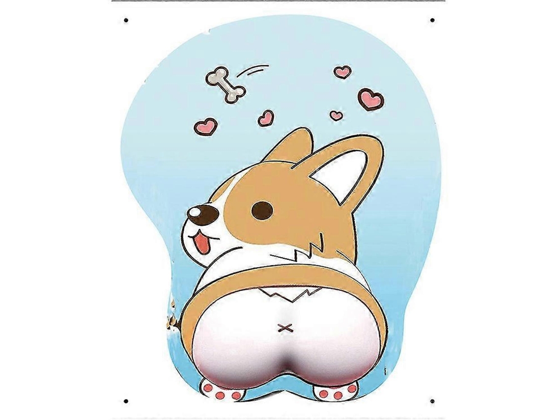 Mousepad 3d Corgi, Antiderrapante De Silicone Com Design De Cachorro Anime E Apoio Para Pulso, Ideal Para Escritório. Olysi Shop