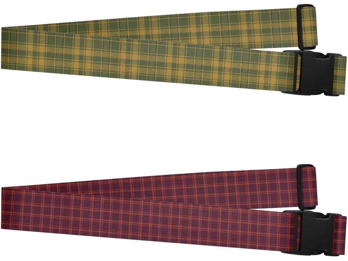 Conjunto De 2 Cintas Bagagem Xadrez Resistentes E Ajustáveis Para Manter Sua Mala Segura – Um Acessório Viagem Criativo