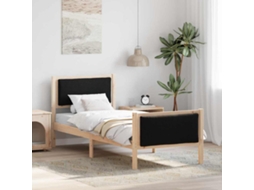 Vidaxl Estrutura Da Cama Com Cabeceira Preto 75 X 190 Cm Tecido