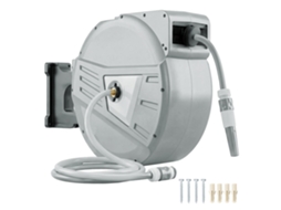 Carretel Mangueira Jardim Parede 40e 2m X Ø15mm Retrátil Automático com Giro180° Cinzento
