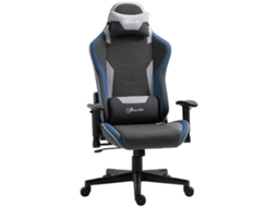 Cadeira Gamer Azul De Linho, Reclinável, Apoio Cabeça, Braço, Lombar, Balanço