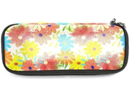 Porta-lápis grande com estampa de flores e folhas, ideal para escola, mesa, adultos, meninas e meninos.