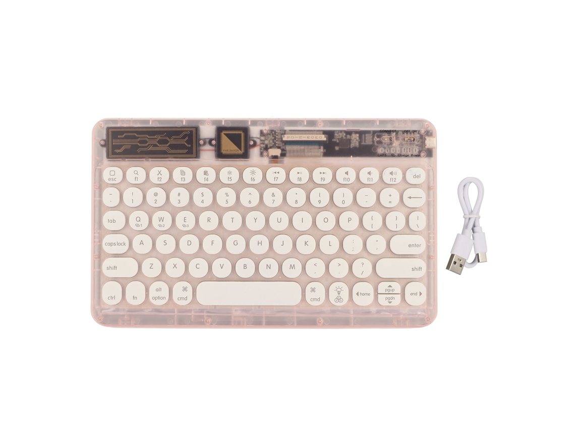 Teclado Mini Rgb Bluetooth Retro Rosa