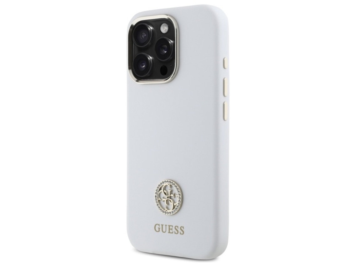 Capa para iPhone 16 Pro Max GUESS Silicone Rígida Branco