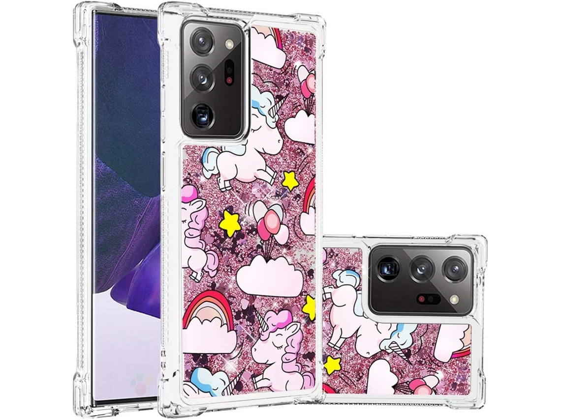 Capa Note Ultra Líquido Brilhante Brilho Areia Antiqueda para Samsung Galaxy Note HONGWE. Pele Sintética Transparente