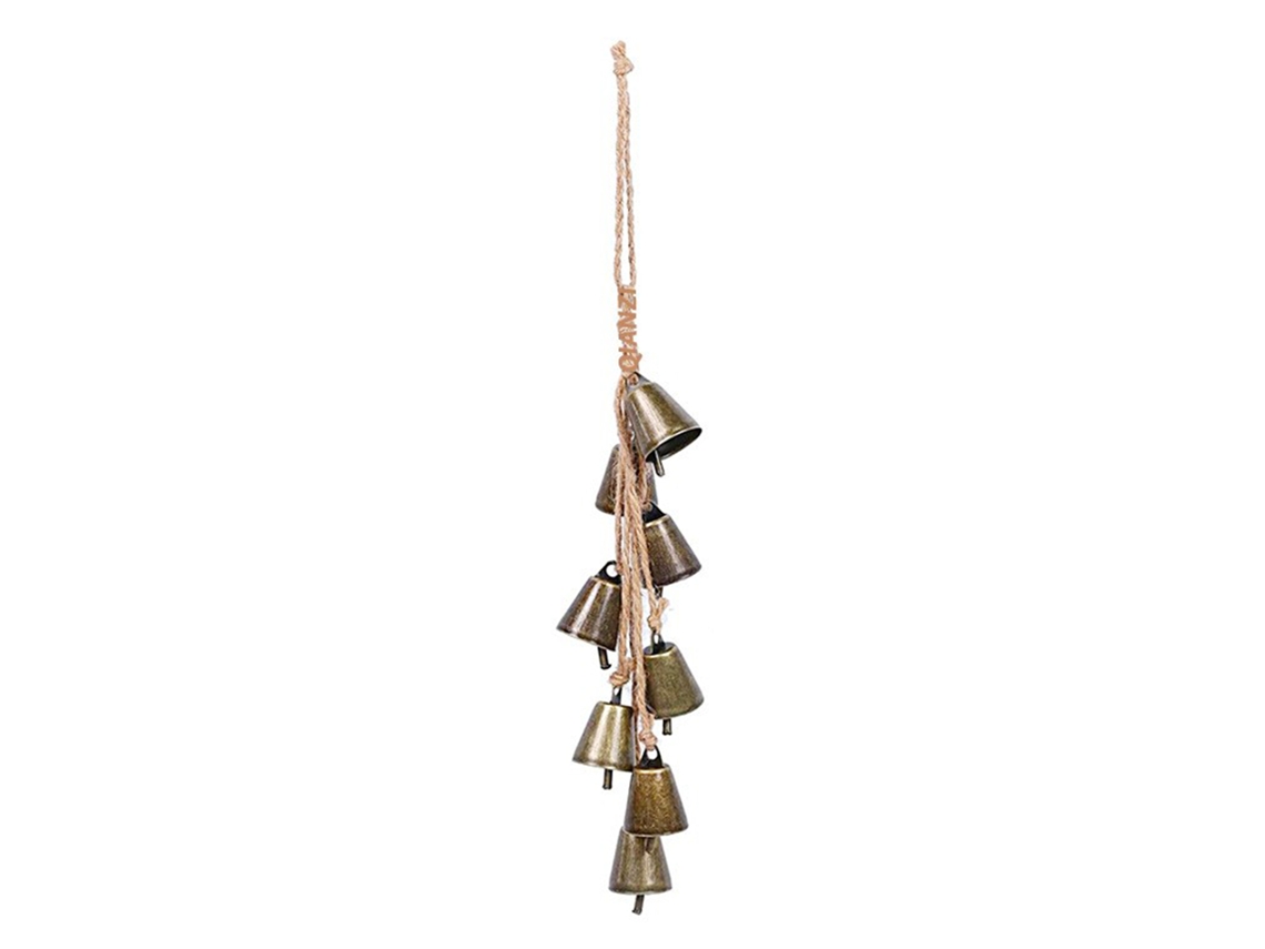 Conjunto de Sinos de Bronze Antigo com Corda de Linho Natal