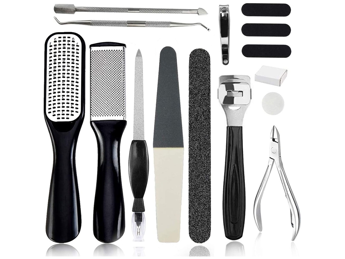 Conjunto com 15 Peças para Cuidados com Os Pés Incluindo Lâminas para Calos