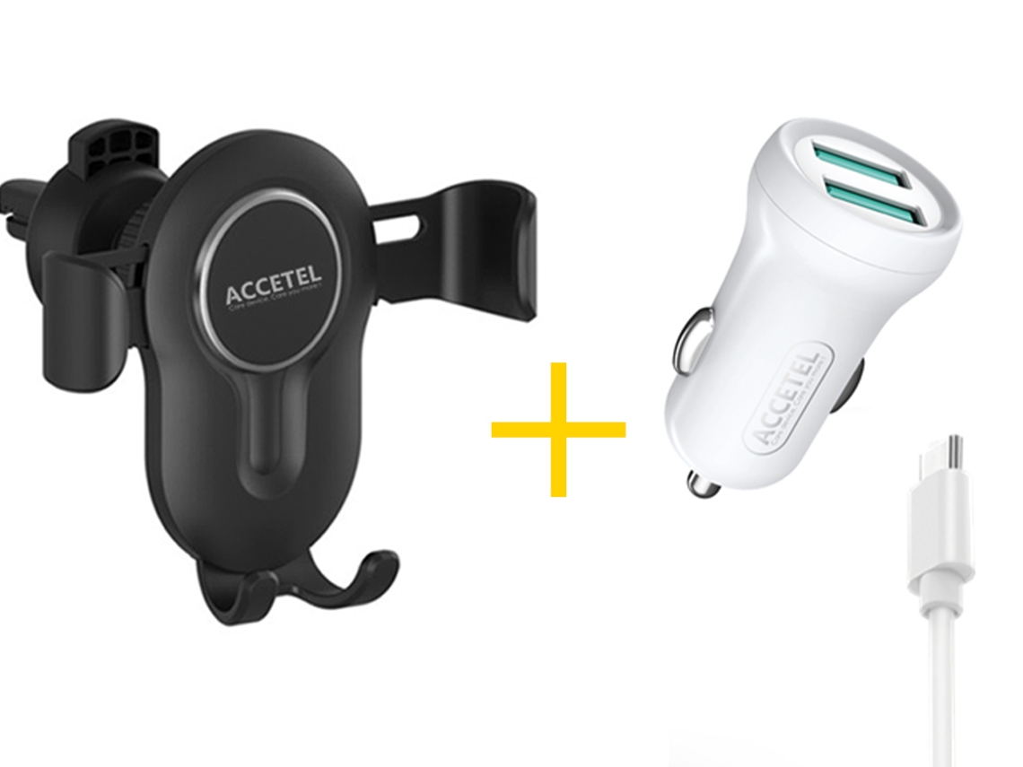 Pack Carregador de Carro ACCETEL A54s Preto/Branco