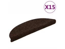 Vidaxl Tapetes De Escada Autoadesivos 15 Peças 56x17x3 Cm Marrom Semicircular