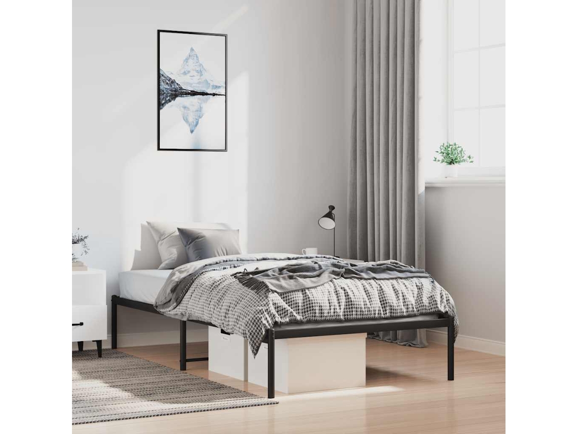 Vidaxl Estrutura De Cama 100x200 Cm Metal Preto