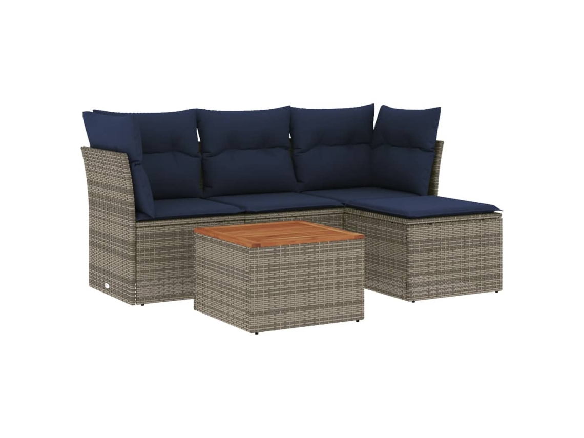Conjunto de Sofá de Jardim, 5 Peças, Almofadas, Rattan Cinza MAISON EXCLUSIVE