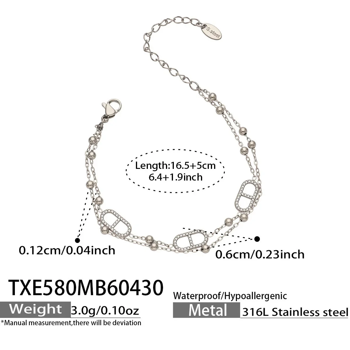 Conjunto De Colar E Pulseira Em Aço Inoxidável Banhado A Ouro Com Zircônia (pulseira Prateada)