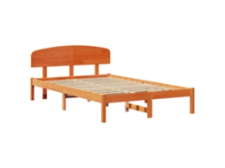 Conjunto 1 Estrutura De Cama Moderna Vidaxl Castanho Madeira De Pinho Maciça (140 X 190 Cm)