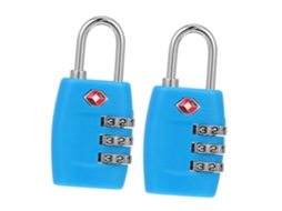 Conjunto De 2 Cadeados De Combinação Tsa335 Para Bagagem, Metal E Policarbonato, Antifurto, Azul, 3