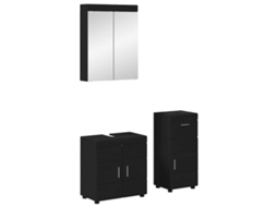 Vidaxl Conjunto De Móveis Para Banheiro Tulum 3 Unid. Preto