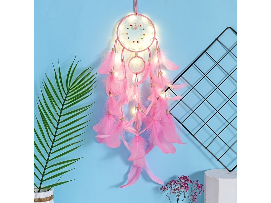 Primerox atratores de Sonhos com Luz Led Portátil Artesanal Penas Decoração Parede Sala Casa